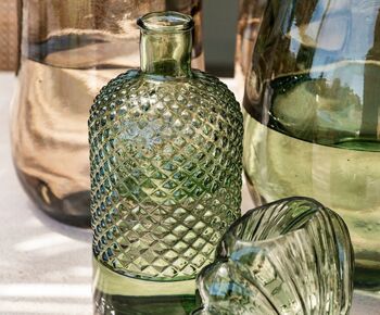 Vase bouteille en verre recyclé vert 28 cm 2