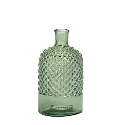 Vase bouteille en verre recyclé vert