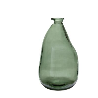 Jarrón original verde de cristal reciclado