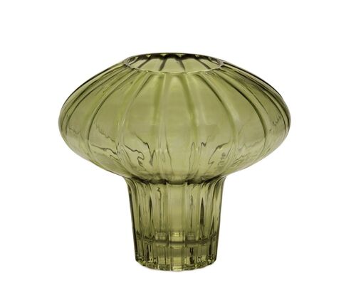 Jarrón verde vintage de cristal 22 cm