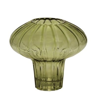 Vase en verre vert vintage 22 cm
