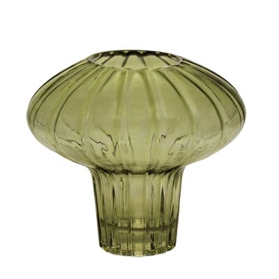 Jarrón verde vintage de cristal 22 cm