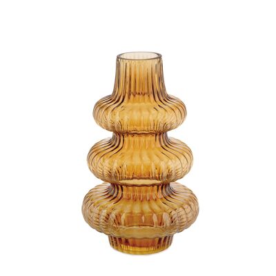 AMBER GLASS VASE 18X18X30CM