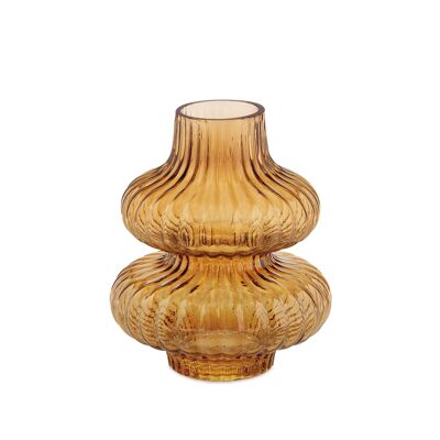 AMBER GLASS VASE 17X17X20CM