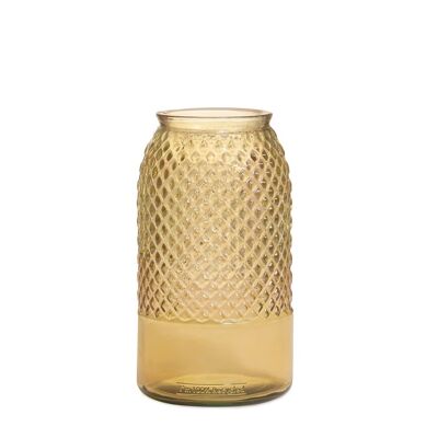 Vaso decorativo in vetro riciclato giallo