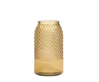 Vase décoratif en verre recyclé jaune