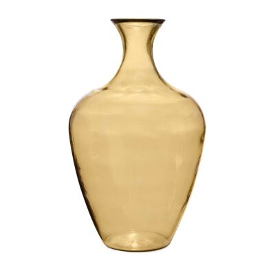 Yellow glass floor vase