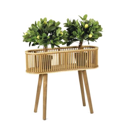 Bamboo and rattan floor planter