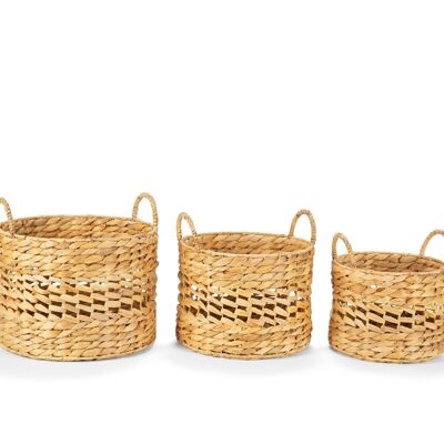 Braided natural fiber basket