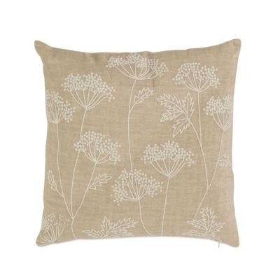 Coussin fleuri beige classique 45x45 coton