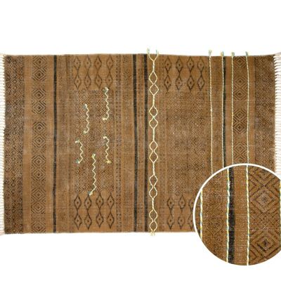 Ethnic brown cotton living room rug