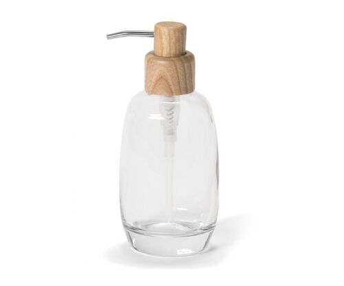 Dispensador de baño de cristal y madera