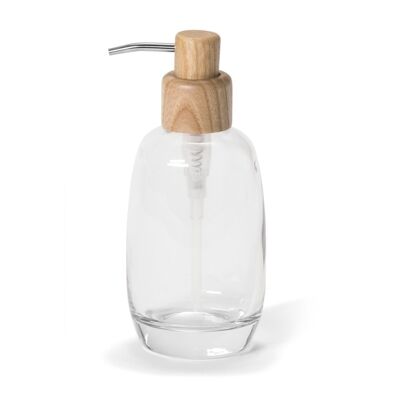 Dispensador de baño de cristal y madera