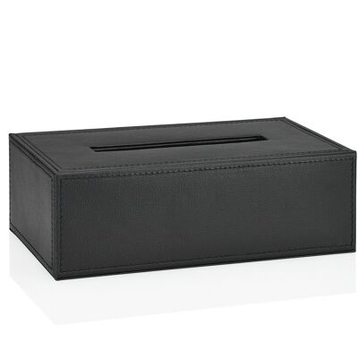 Classic black leather tissue box