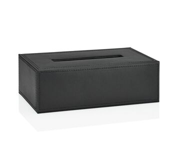 Boîte à mouchoirs en cuir noir classique 1