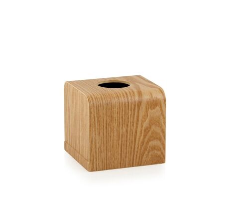 Caja para pañuelos de madera cuadrada beige