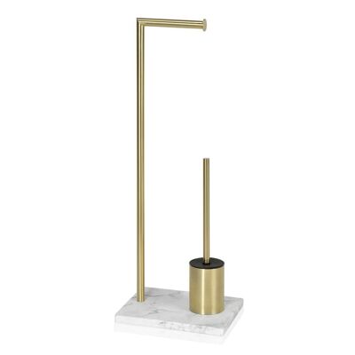 Classic marble golden toilet brush holder