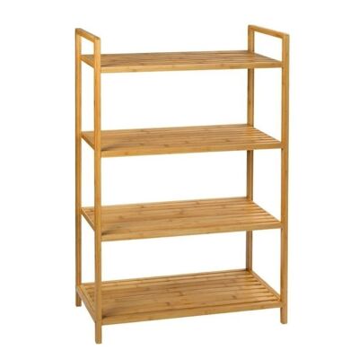 Brown Modern Bamboo Wood Standing Shelf 4 Shelves