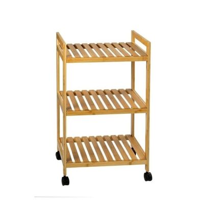 Nordic beige bamboo bathroom trolley 3 shelves