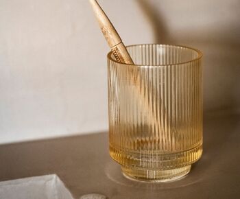 Porte-brosse à dents de salle de bain en verre vintage jaune 2