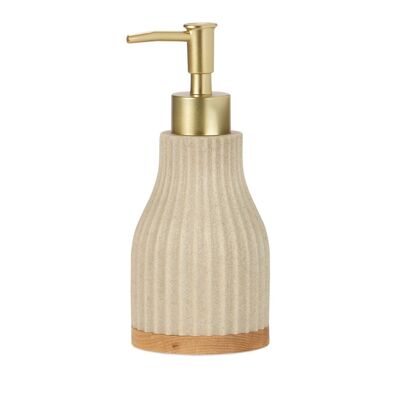 Distributeur de salle de bain moderne en résine beige et bois