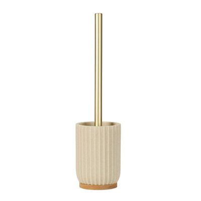 Wooden toilet brush and beige resin