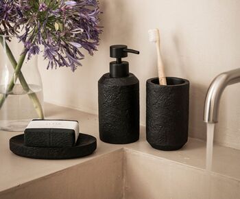 Porte-savon de salle de bain moderne en résine noire 4