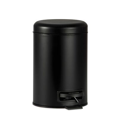 Modern black metal trash can for bathroom