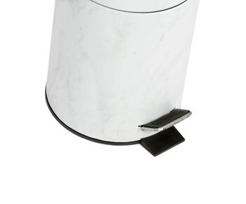 Poubelle classique en métal blanc marbré pour salle de bain 2