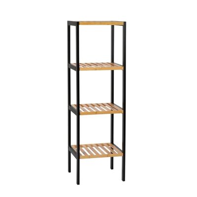 Industrial Black Bamboo Bathroom Shelf 4 Shelves