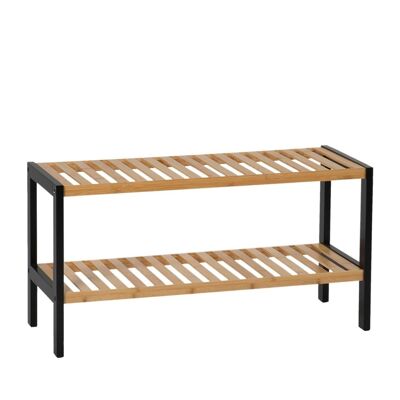 Modern Black Bamboo Shoe Rack Shelf