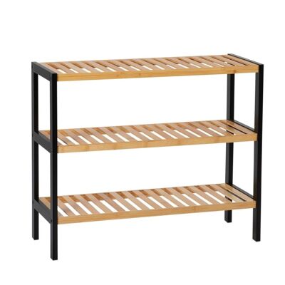 Industrial Black Bamboo Shoe Shelf