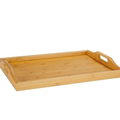 Beige bamboo kitchen tray with handles