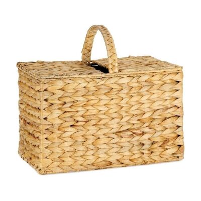 Square beige vegetable fiber picnic basket