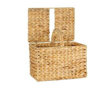 Panier pique-nique carré beige en fibre végétale 2