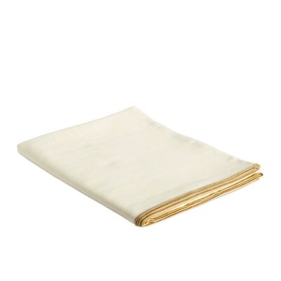 Mantel de mesa blanco de lino con ribete