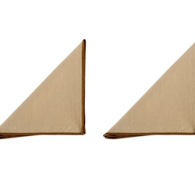 Set of 2 beige linen table napkins with edging