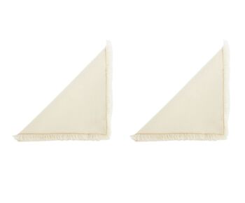 Lot de 2 serviettes de table en lin blanc à franges 1