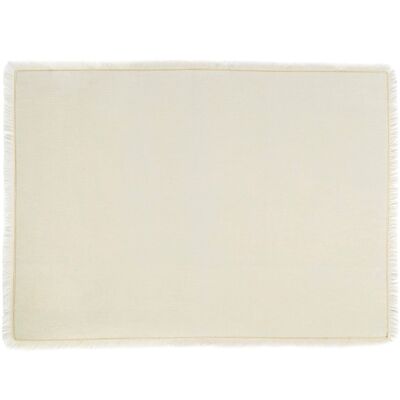 Set of 2 white linen placemats with fringes