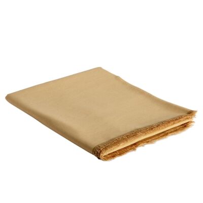 Beige Tischdecke aus Leinen mit Fransen