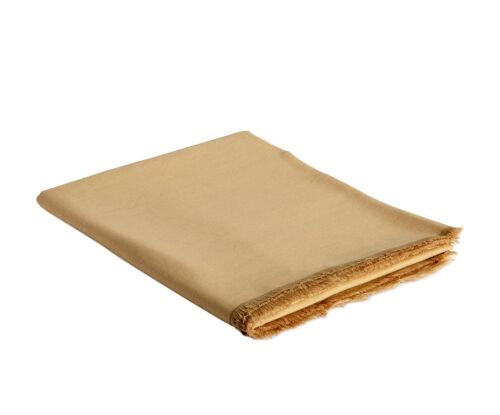 Mantel de mesa beige de lino con flecos 140x240 cm