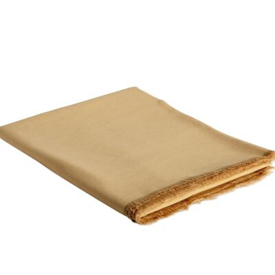 Mantel de mesa beige de lino con flecos 140x240 cm