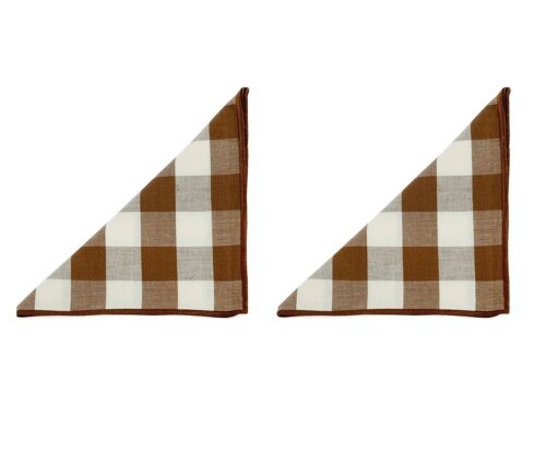 Set de 2 servilletas de mesa marrón de lino vichy