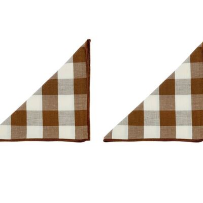 Set de 2 servilletas de mesa marrón de lino vichy