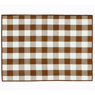 Set of 2 brown vichy linen placemats
