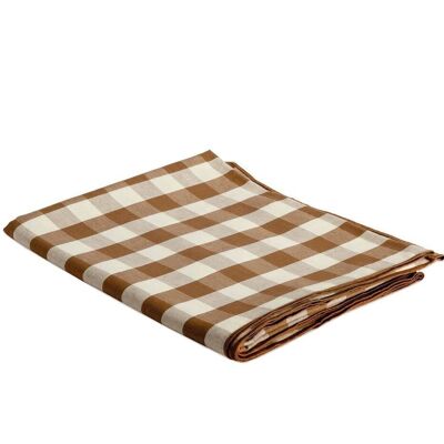 Brown gingham linen tablecloth