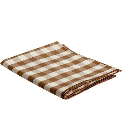 Mantel de mesa marrón de lino vichy