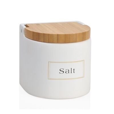 White ceramic kitchen salt shaker