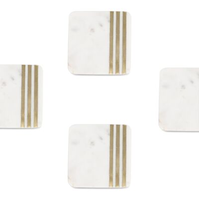 White marble tabletop coasters