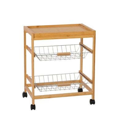 Bamboo vegetable trolley with tray